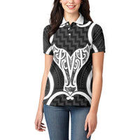 Aotearoa Atua Tangaroa Personalised Women Polo Shirt God Of The Sea Maori Whale Tail Black