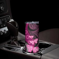 Think Pink Breast Cancer Awareness Skinny Tumbler Butterfly Aboriginal Mix Polynesian Pattern