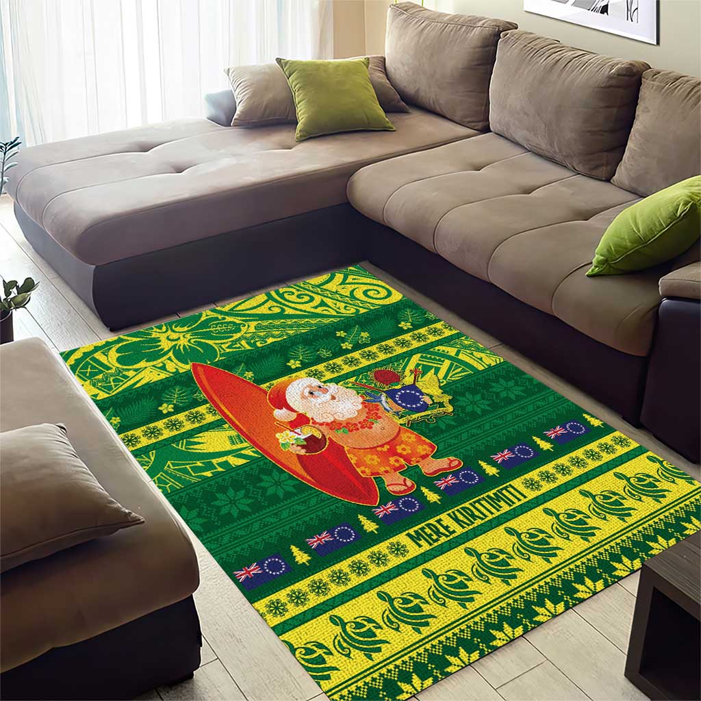 Cook Islands Christmas Area Rug Surfing Santa Mere Kiritimiti - Polynesian Pride