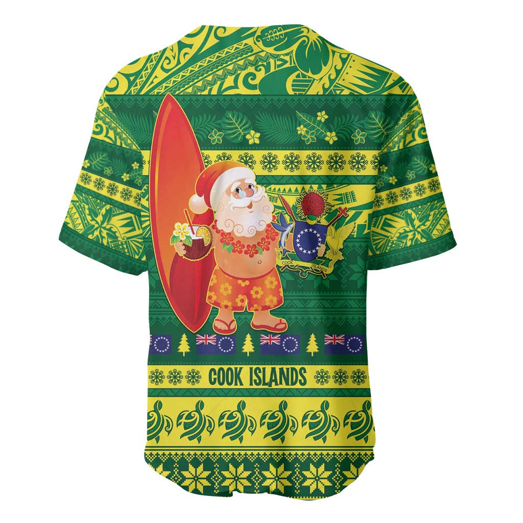 Cook Islands Christmas Baseball Jersey Surfing Santa Mere Kiritimiti - Polynesian Pride