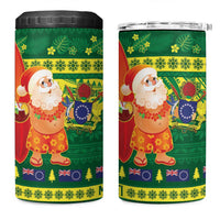 Cook Islands Christmas 4 in 1 Can Cooler Tumbler Surfing Santa Mere Kiritimiti - Polynesian Pride
