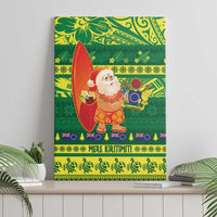 Cook Islands Christmas Canvas Wall Art Surfing Santa Mere Kiritimiti - Polynesian Pride