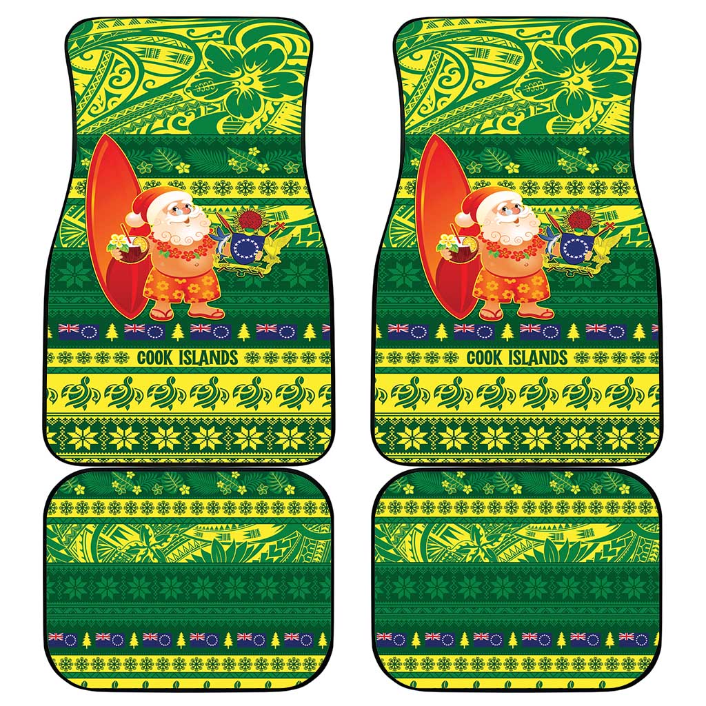 Cook Islands Christmas Car Mats Surfing Santa Mere Kiritimiti - Polynesian Pride