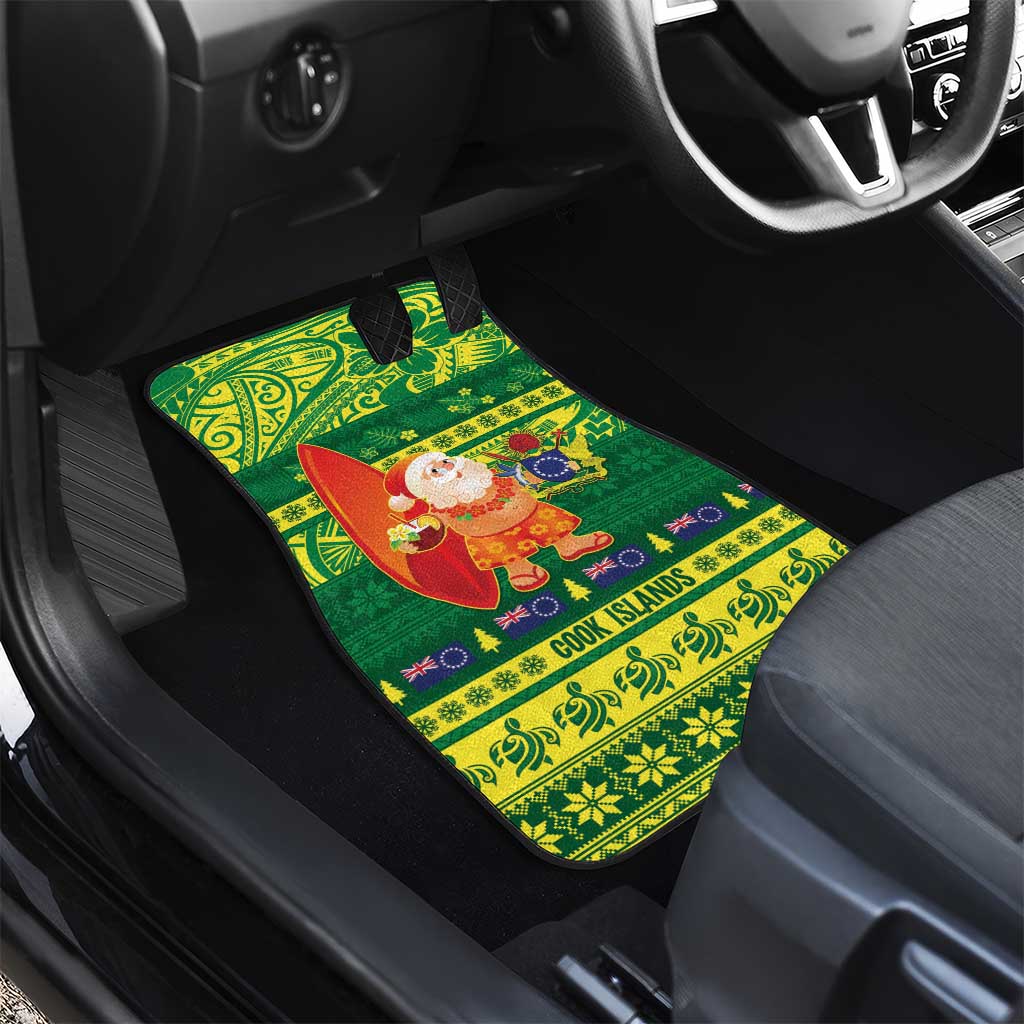 Cook Islands Christmas Car Mats Surfing Santa Mere Kiritimiti - Polynesian Pride