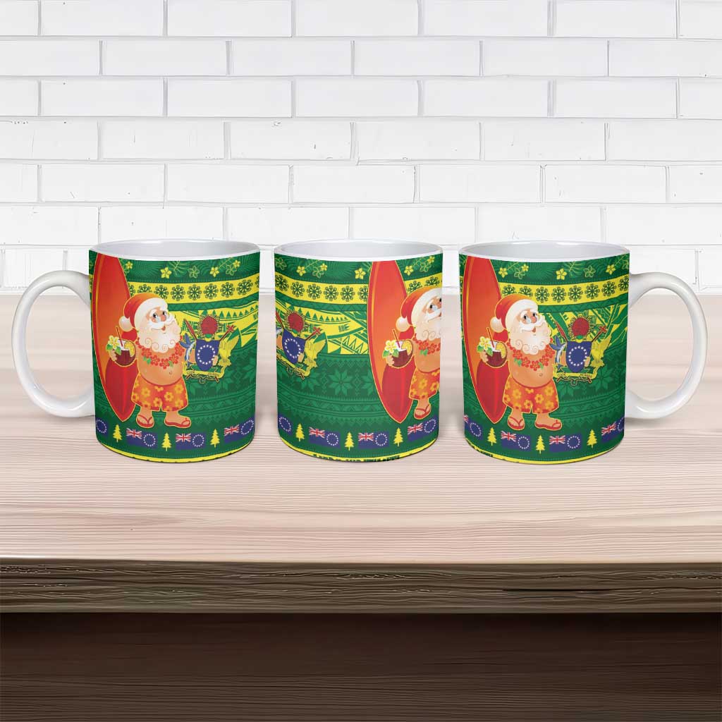 Cook Islands Christmas Ceramic Mug Surfing Santa Mere Kiritimiti - Polynesian Pride