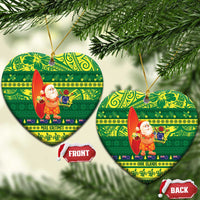 Cook Islands Christmas Ceramic Ornament Surfing Santa Mere Kiritimiti - Polynesian Pride
