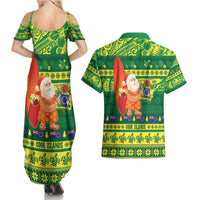 Cook Islands Christmas Couples Matching Summer Maxi Dress and Hawaiian Shirt Surfing Santa Mere Kiritimiti - Polynesian Pride