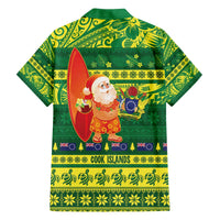 Cook Islands Christmas Family Matching Off The Shoulder Long Sleeve Dress and Hawaiian Shirt Surfing Santa Mere Kiritimiti - Polynesian Pride