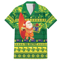 Cook Islands Christmas Family Matching Off Shoulder Maxi Dress and Hawaiian Shirt Surfing Santa Mere Kiritimiti - Polynesian Pride