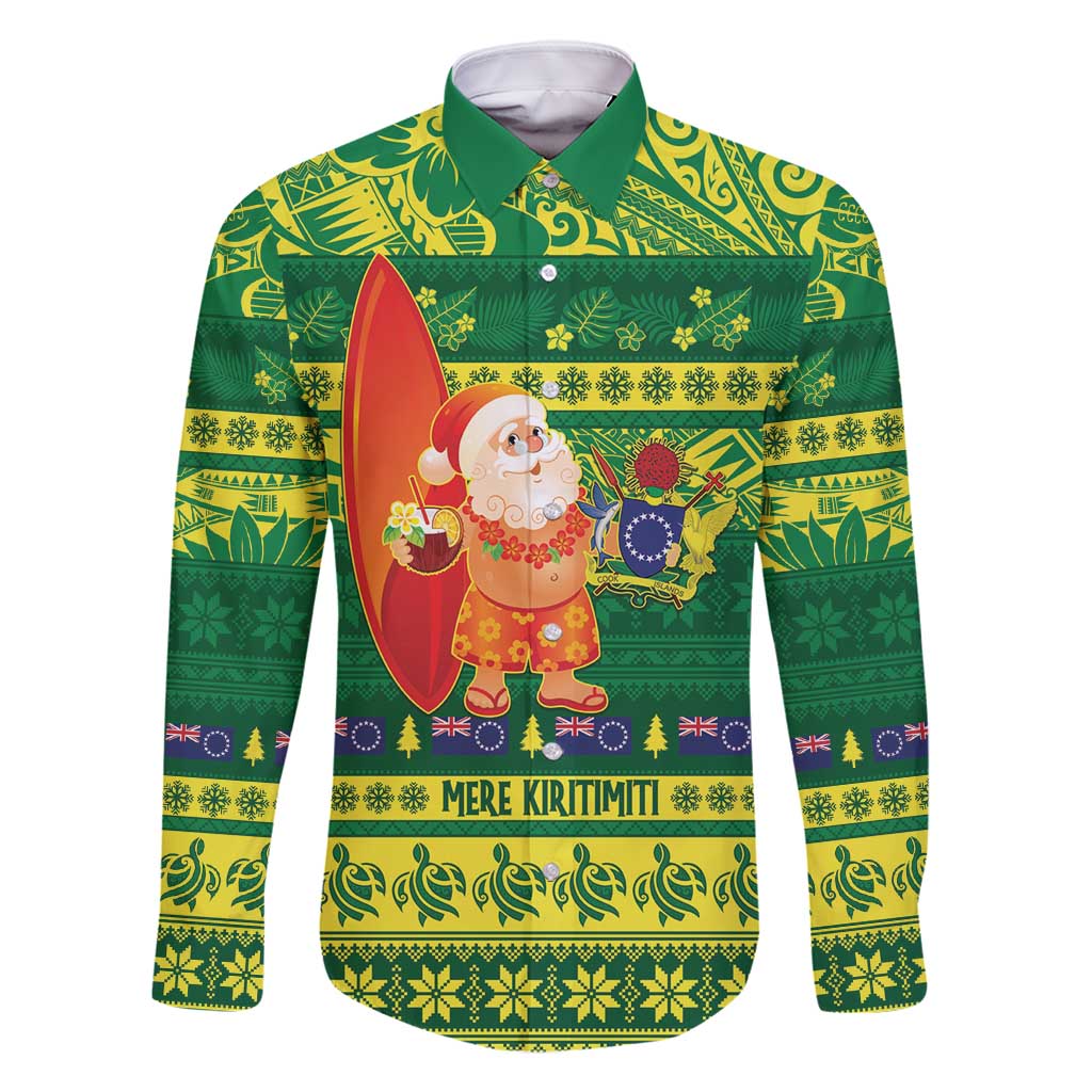 Cook Islands Christmas Family Matching Off Shoulder Maxi Dress and Hawaiian Shirt Surfing Santa Mere Kiritimiti - Polynesian Pride