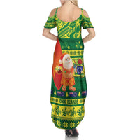Cook Islands Christmas Family Matching Summer Maxi Dress and Hawaiian Shirt Surfing Santa Mere Kiritimiti - Polynesian Pride