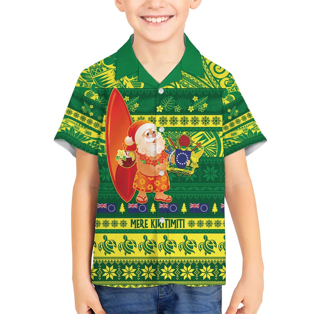 Cook Islands Christmas Family Matching Summer Maxi Dress and Hawaiian Shirt Surfing Santa Mere Kiritimiti - Polynesian Pride
