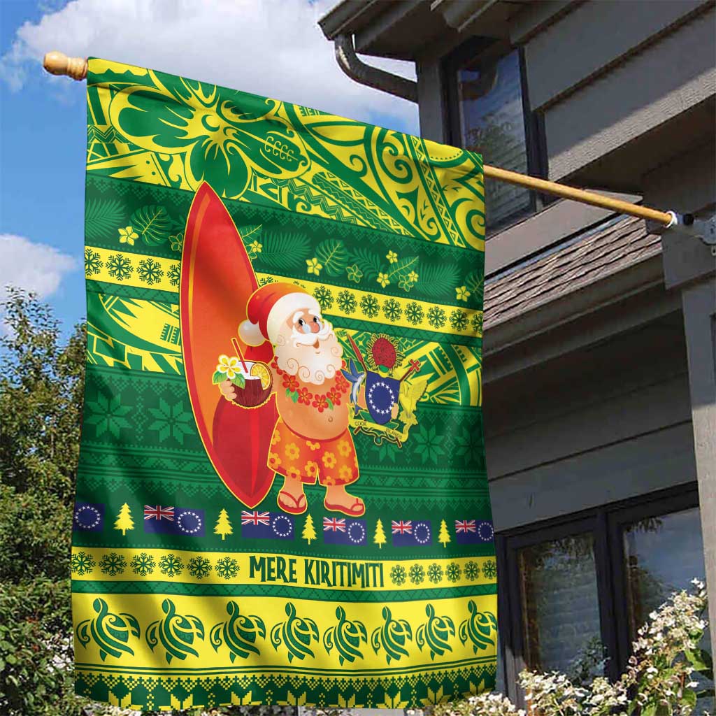 Cook Islands Christmas Garden Flag Surfing Santa Mere Kiritimiti - Polynesian Pride