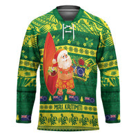 Cook Islands Christmas Hockey Jersey Surfing Santa Mere Kiritimiti - Polynesian Pride