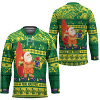 Cook Islands Christmas Hockey Jersey Surfing Santa Mere Kiritimiti - Polynesian Pride