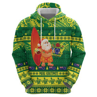 Cook Islands Christmas Hoodie Surfing Santa Mere Kiritimiti - Polynesian Pride