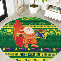 Cook Islands Christmas Round Carpet Surfing Santa Mere Kiritimiti - Polynesian Pride