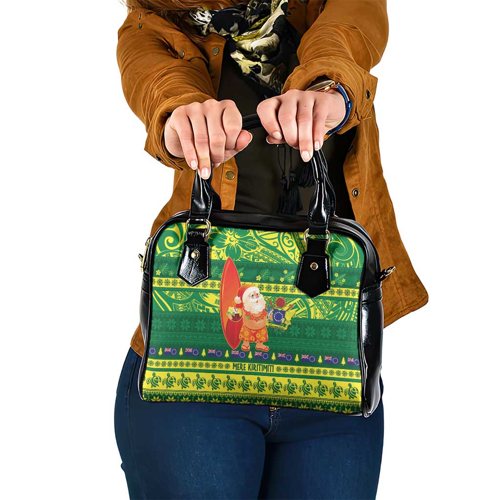Cook Islands Christmas Shoulder Handbag Surfing Santa Mere Kiritimiti - Polynesian Pride