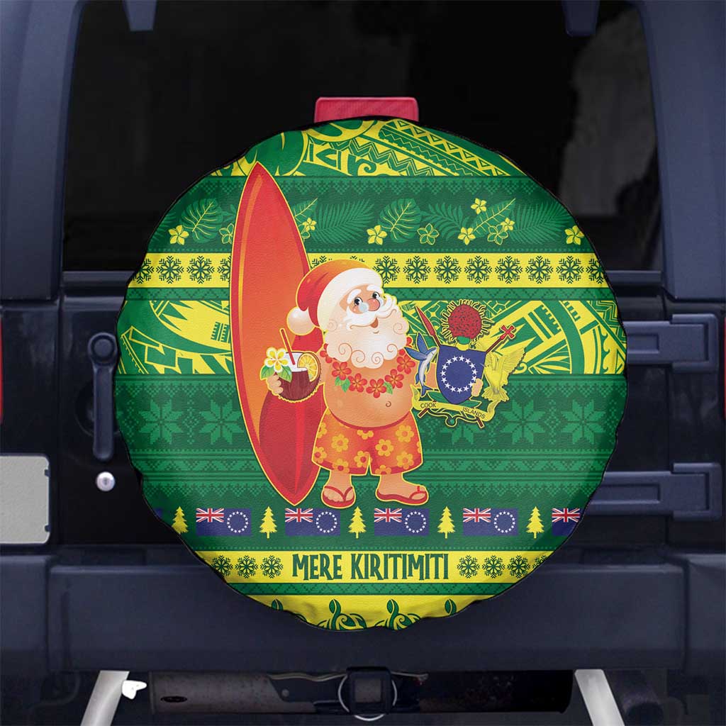 Cook Islands Christmas Spare Tire Cover Surfing Santa Mere Kiritimiti - Polynesian Pride