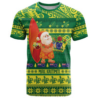 Cook Islands Christmas T Shirt Surfing Santa Mere Kiritimiti - Polynesian Pride