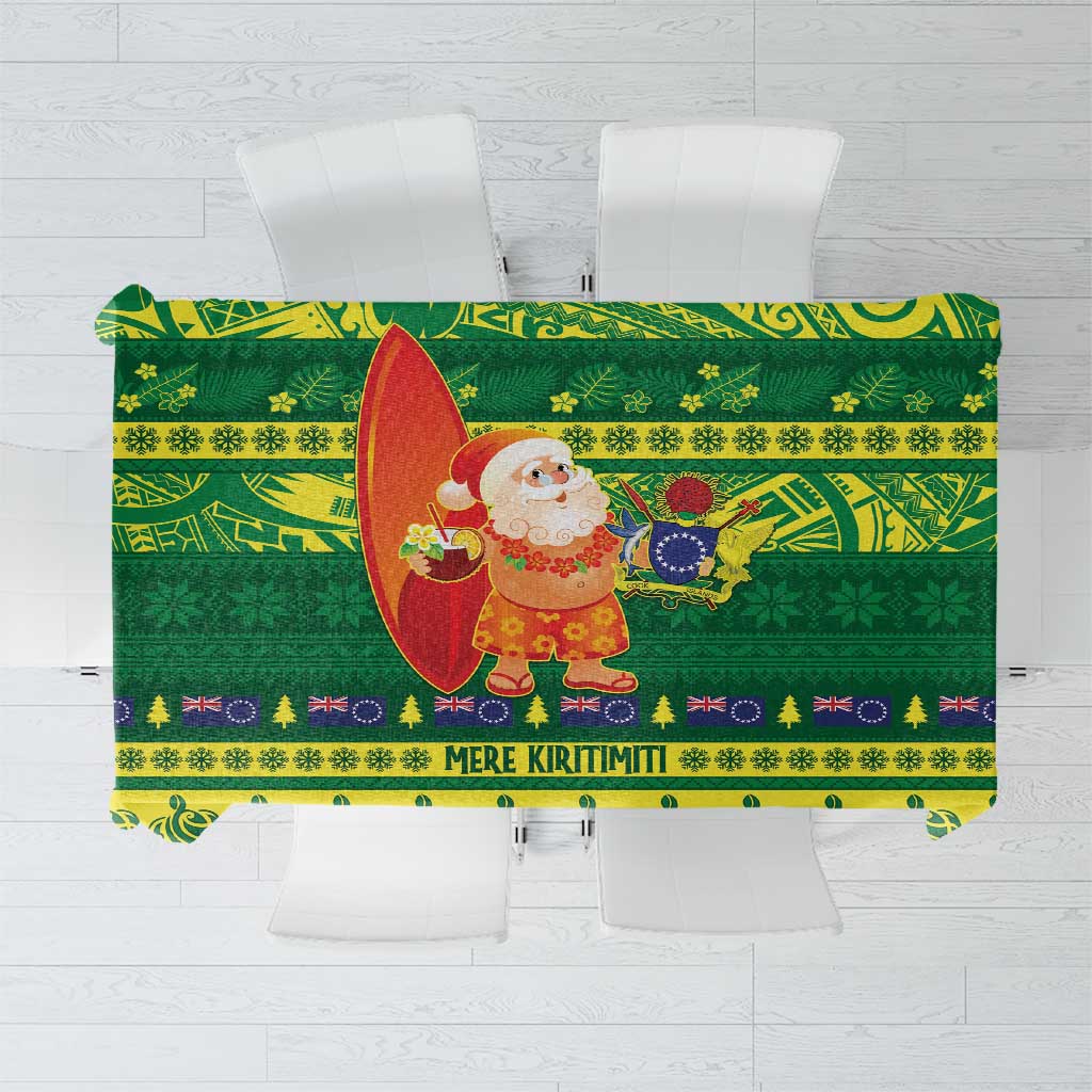 Cook Islands Christmas Tablecloth Surfing Santa Mere Kiritimiti - Polynesian Pride