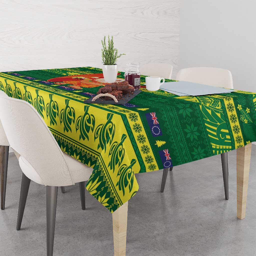 Cook Islands Christmas Tablecloth Surfing Santa Mere Kiritimiti - Polynesian Pride