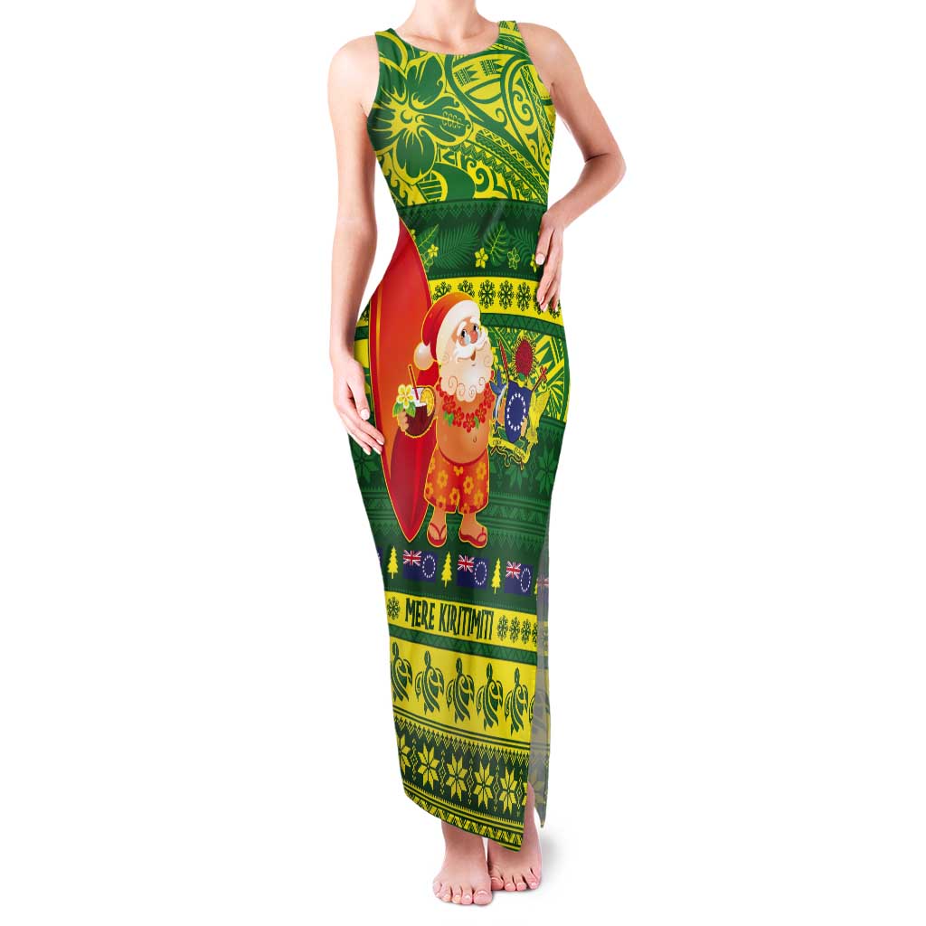 Cook Islands Christmas Tank Maxi Dress Surfing Santa Mere Kiritimiti - Polynesian Pride