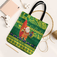 Cook Islands Christmas Tote Bag Surfing Santa Mere Kiritimiti LT14 Black Strap One Size Green - Polynesian Pride