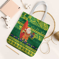 Cook Islands Christmas Tote Bag Surfing Santa Mere Kiritimiti LT14 White Strap One Size Green - Polynesian Pride