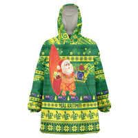 Cook Islands Christmas Wearable Blanket Hoodie Surfing Santa Mere Kiritimiti - Polynesian Pride