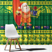 Cook Islands Christmas Window Curtain Surfing Santa Mere Kiritimiti - Polynesian Pride