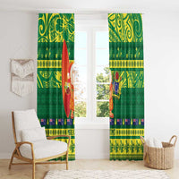 Cook Islands Christmas Window Curtain Surfing Santa Mere Kiritimiti - Polynesian Pride