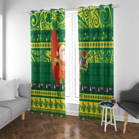 Cook Islands Christmas Window Curtain Surfing Santa Mere Kiritimiti - Polynesian Pride