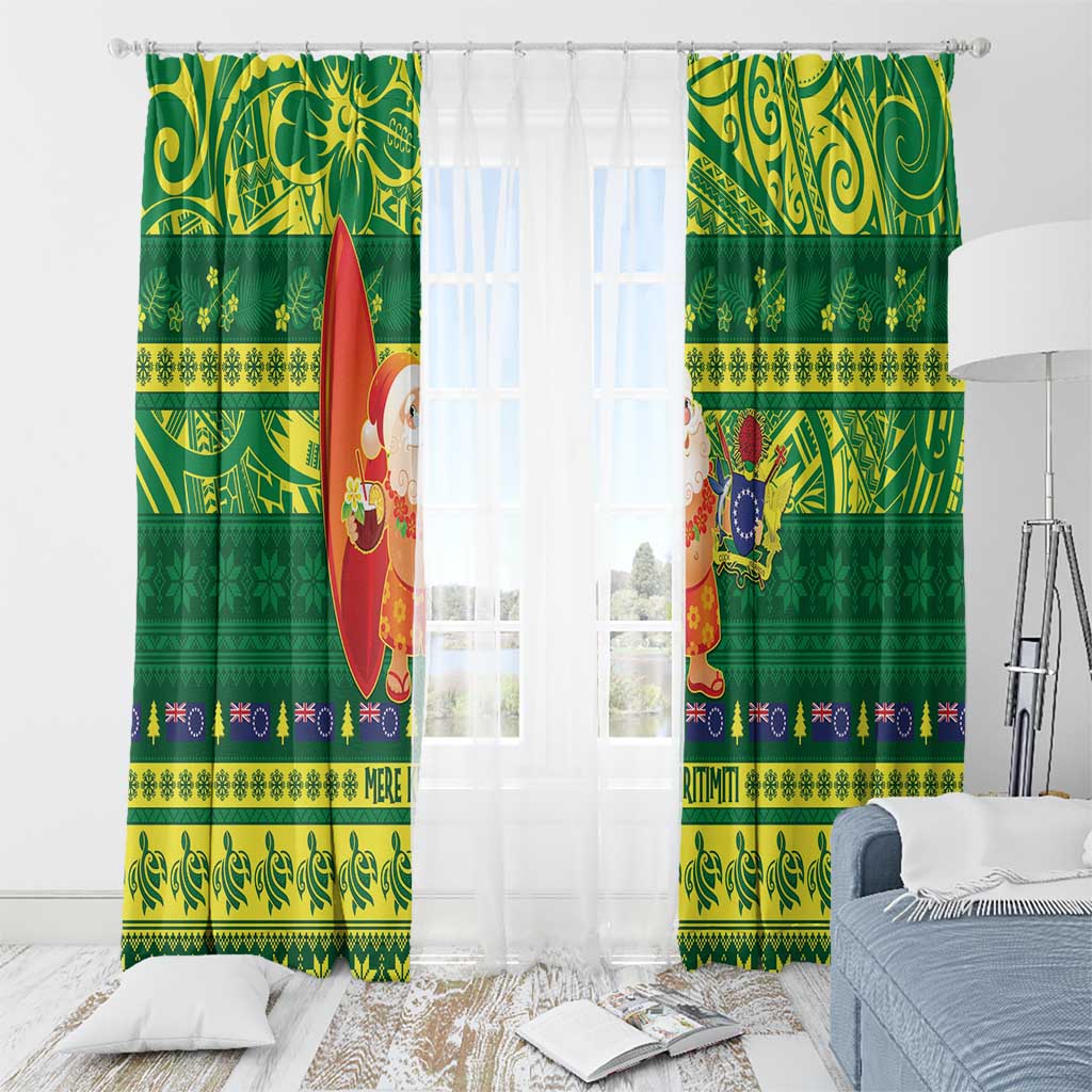 Cook Islands Christmas Window Curtain Surfing Santa Mere Kiritimiti - Polynesian Pride