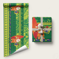 Cook Islands Christmas Wrapping Paper Surfing Santa Mere Kiritimiti - Polynesian Pride