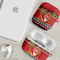 French Polynesia Christmas AirPods Case Tiare Chilling Santa Oaoa I teie Noera - Polynesian Pride
