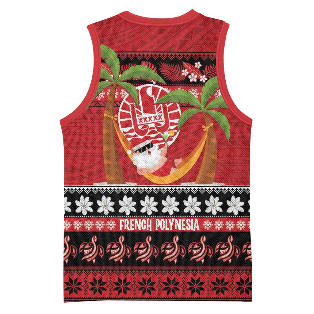 French Polynesia Christmas Basketball Jersey Tiare Chilling Santa Oaoa I teie Noera LT14 - Polynesian Pride