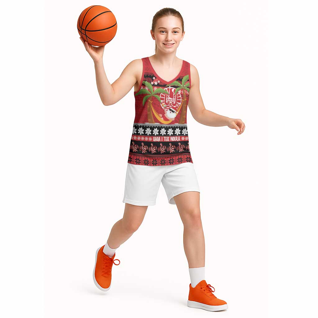 French Polynesia Christmas Basketball Jersey Tiare Chilling Santa Oaoa I teie Noera LT14 - Polynesian Pride