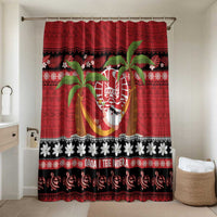 French Polynesia Christmas Bathroom Set Tiare Chilling Santa Oaoa I teie Noera - Polynesian Pride