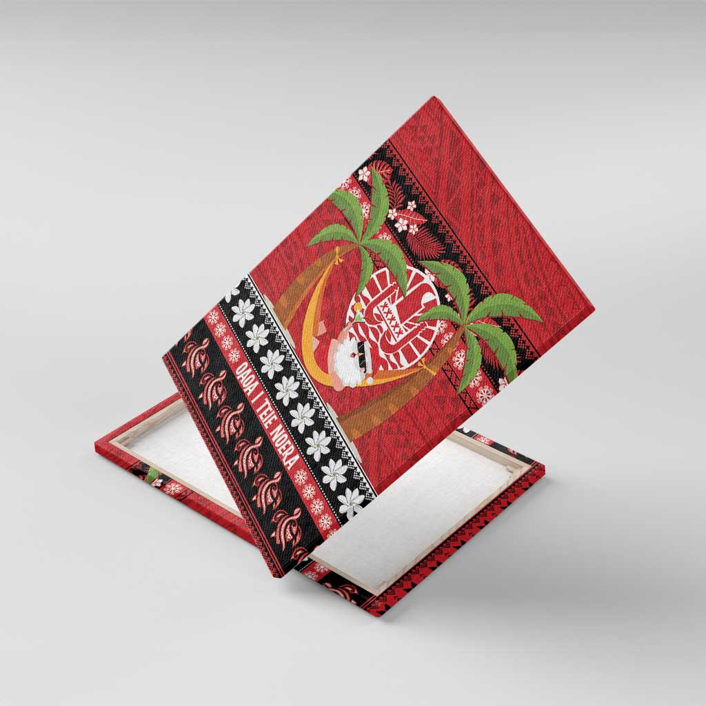 French Polynesia Christmas Canvas Wall Art Tiare Chilling Santa Oaoa I teie Noera - Polynesian Pride