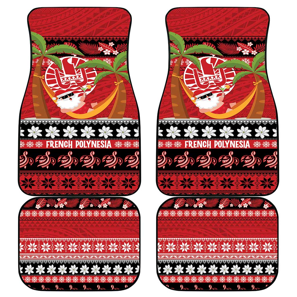 French Polynesia Christmas Car Mats Tiare Chilling Santa Oaoa I teie Noera - Polynesian Pride