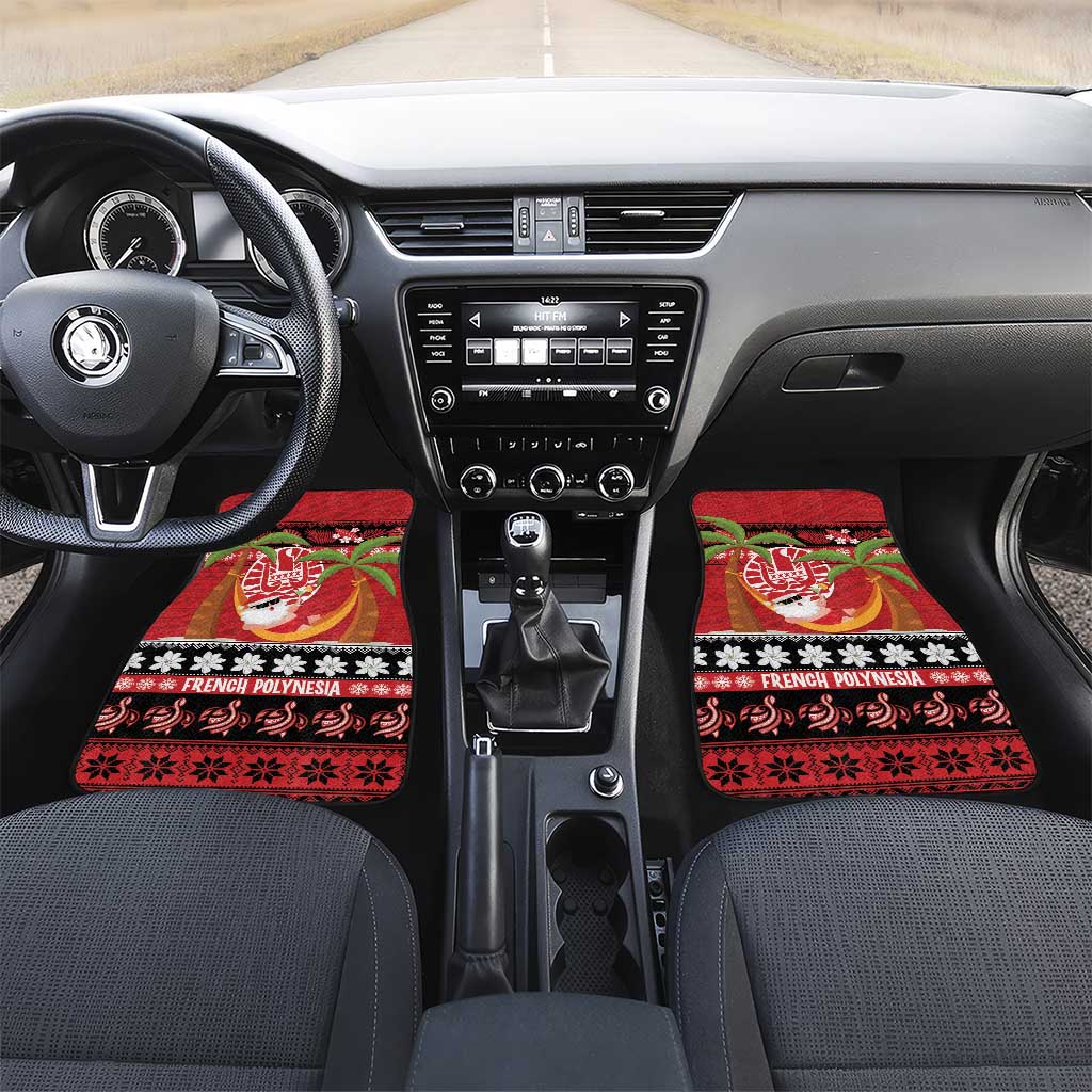 French Polynesia Christmas Car Mats Tiare Chilling Santa Oaoa I teie Noera - Polynesian Pride