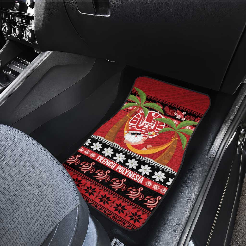 French Polynesia Christmas Car Mats Tiare Chilling Santa Oaoa I teie Noera - Polynesian Pride
