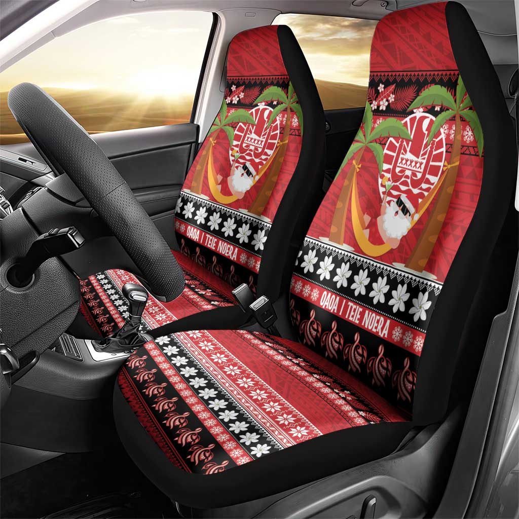 French Polynesia Christmas Car Seat Cover Tiare Chilling Santa Oaoa I teie Noera - Polynesian Pride