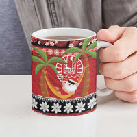 French Polynesia Christmas Ceramic Mug Tiare Chilling Santa Oaoa I teie Noera - Polynesian Pride