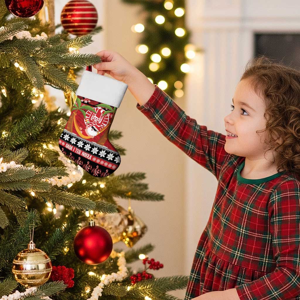French Polynesia Christmas Stocking Tiare Chilling Santa Oaoa I teie Noera - Polynesian Pride