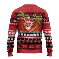 French Polynesia Christmas Ugly Christmas Sweater Tiare Chilling Santa Oaoa I teie Noera - Polynesian Pride