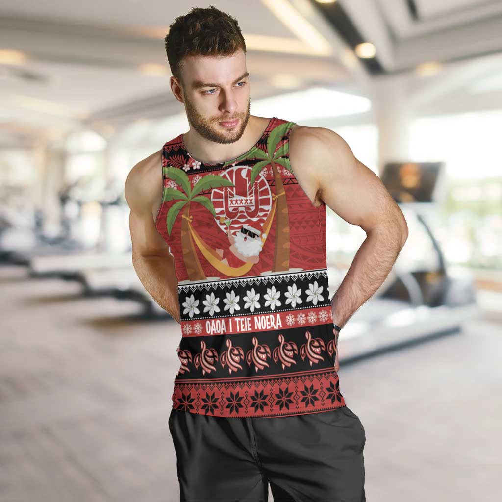 French Polynesia Christmas Men Tank Top Tiare Chilling Santa Oaoa I teie Noera - Polynesian Pride