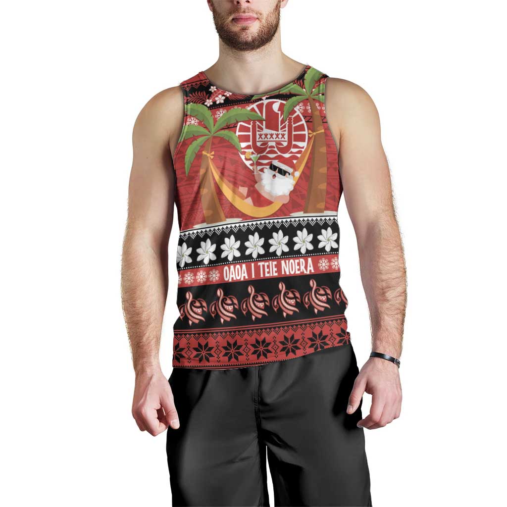 French Polynesia Christmas Men Tank Top Tiare Chilling Santa Oaoa I teie Noera - Polynesian Pride