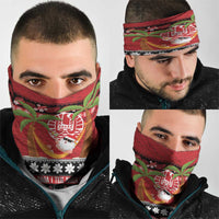 French Polynesia Christmas Neck Gaiter Tiare Chilling Santa Oaoa I teie Noera - Polynesian Pride